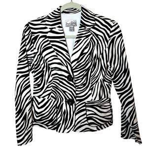 Vintage Y2K Joseph Ribkoff Zebra Print Blazer - Size 8 Statement Jacket